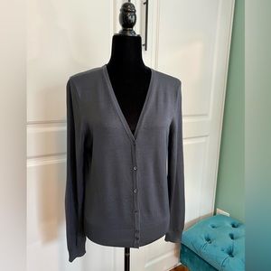 Brooks Brothers steel grey long sleeve cardigan silk blend size M
